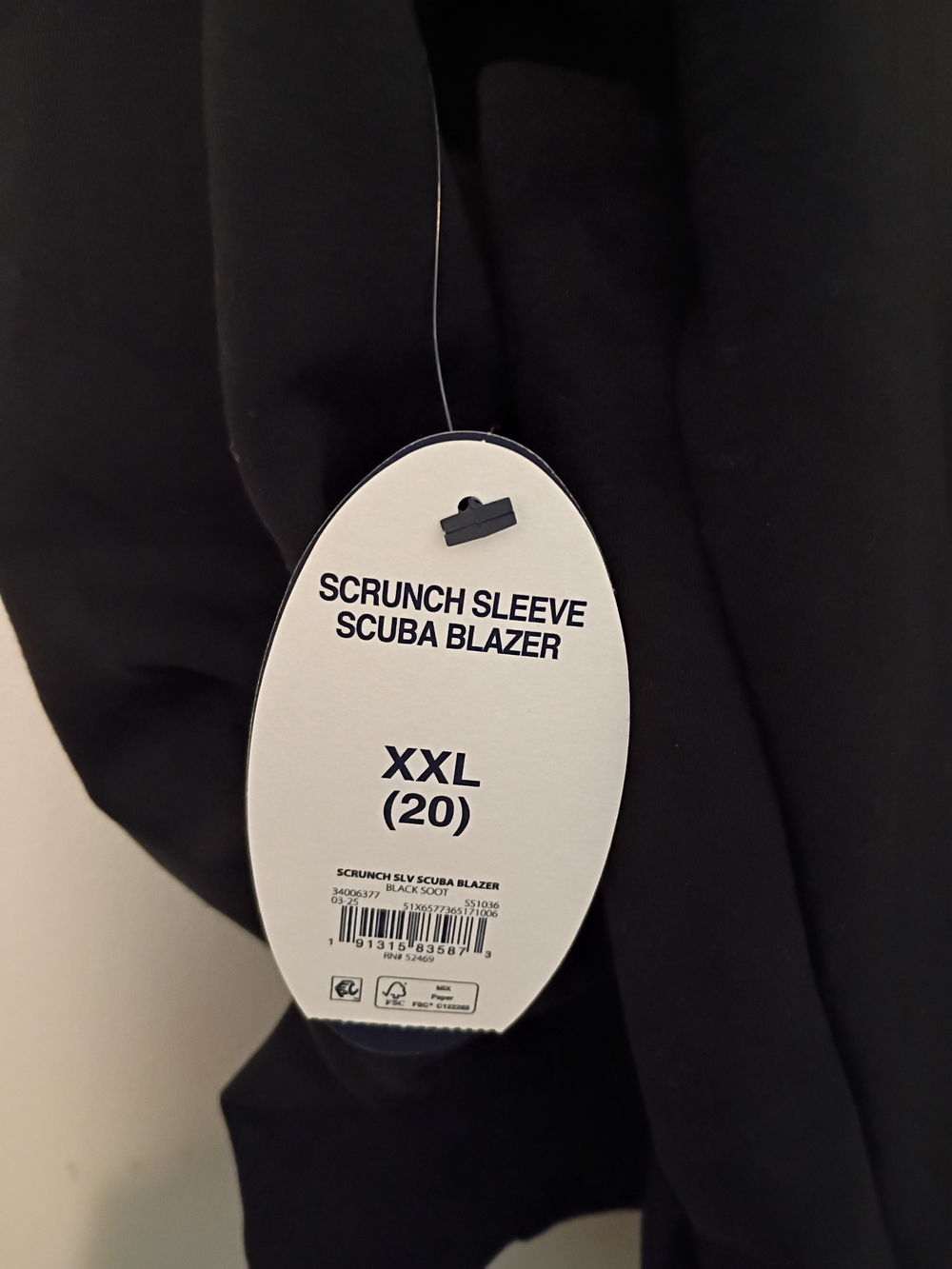 Scoop Black Scrunch Sleeve Open Front Blazer - Picture 4 of 7